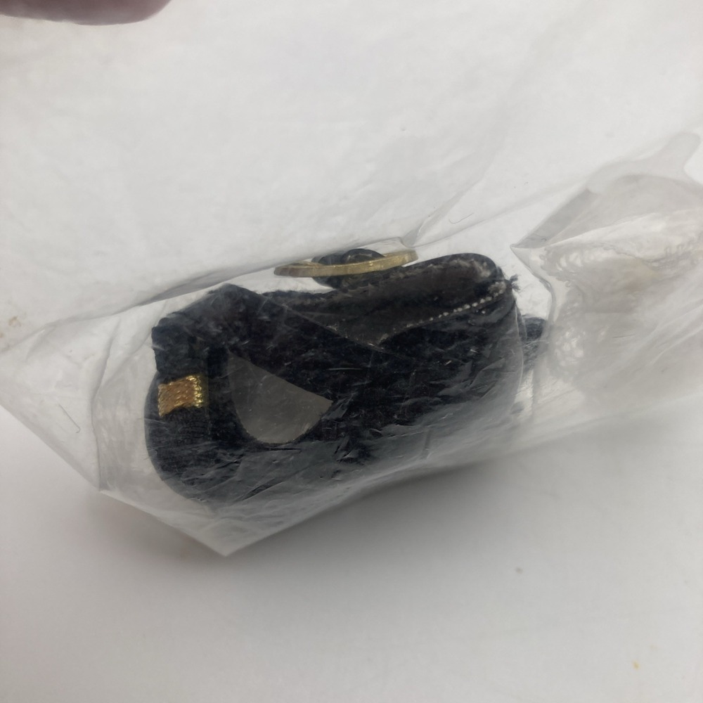 Vintage 1990 Syndee's Crafts Small Black Vinyl Doll Shoes White Lace Socks New - Picture 4 of 5